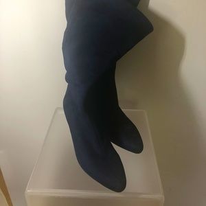IMPO Navy Blue Suede Boots- Wide Calf, 9W